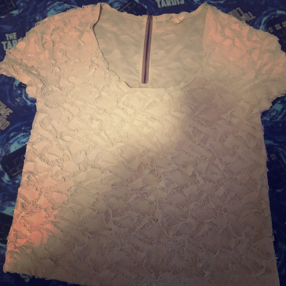 Anthropology distressed short sleeve top